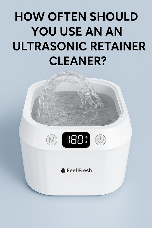 Feel Fresh ultrasonic retainer cleaner used with Invisalign trays – best ultrasonic aligner cleaning machine for daily oral hygiene in Singapore
