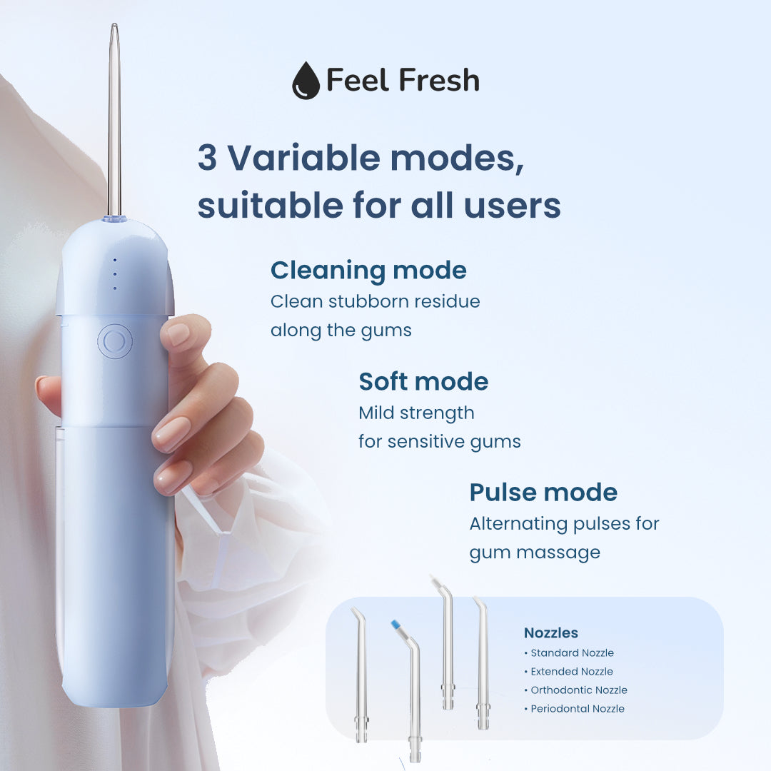 Cabin-safe AquaJet Mini fits into any luggage for oral care anywhere