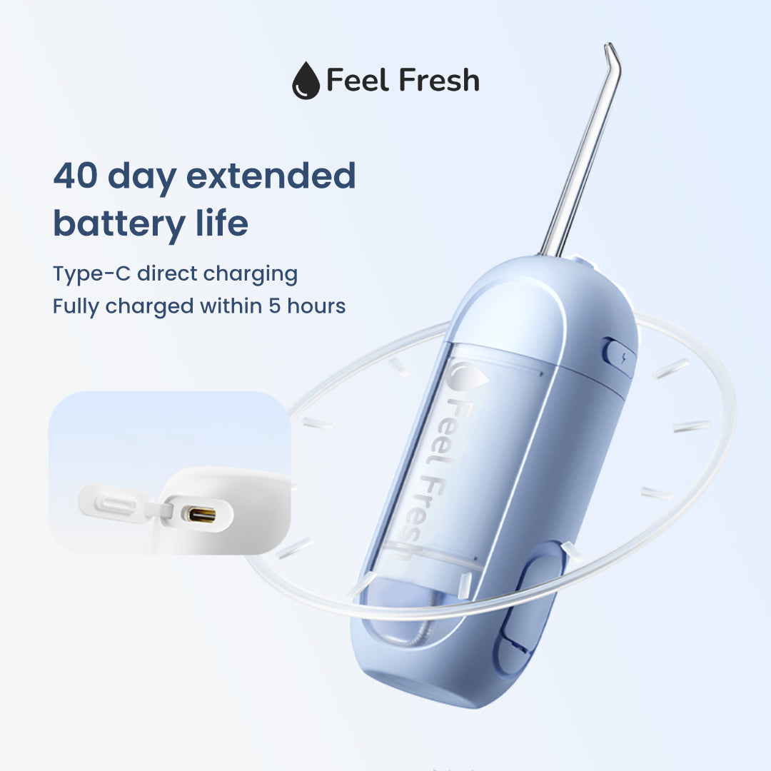 Low-pressure AquaJet Mini ideal for kids, braces, and sensitive gums