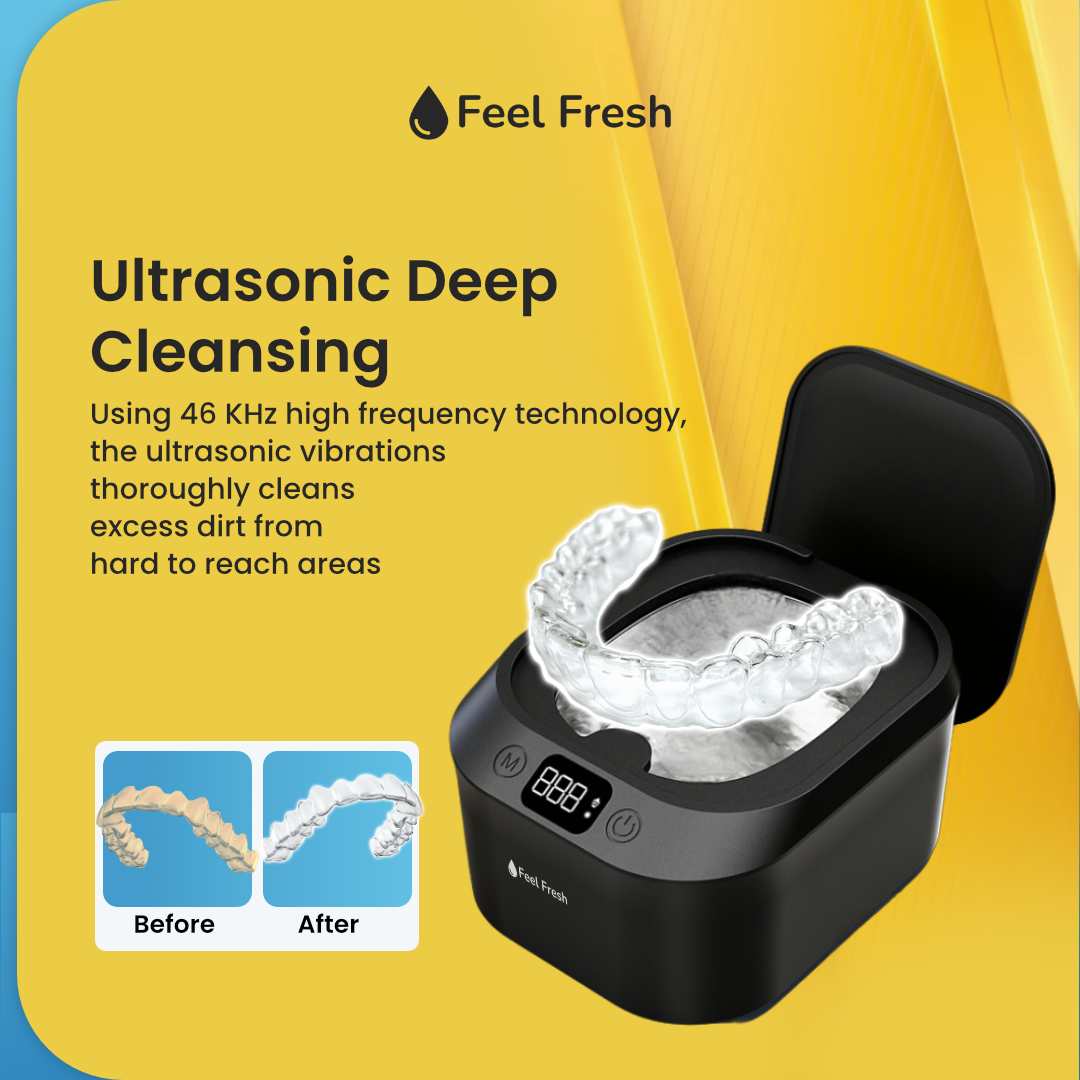 Feel Fresh ultrasonic retainer cleaner for retainers, mouthguards, and night guards