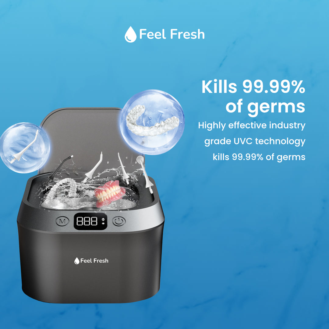 UV light ultrasonic retainer cleaner providing deep cleaning for aligners and retainers