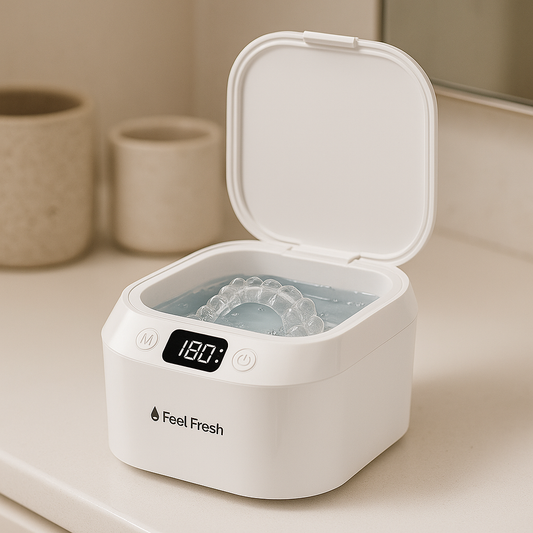 retainer cleaning machine and aligner case combo – daily Invisalign care kit with ultrasonic cleaner and storage case