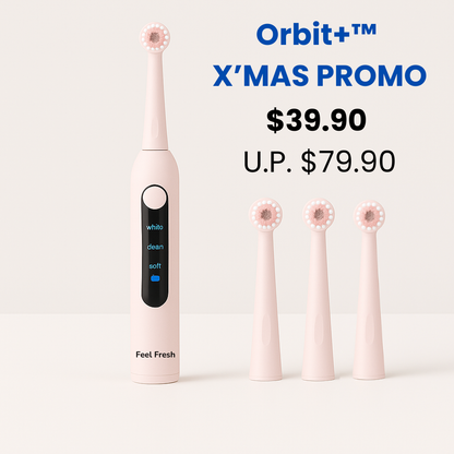 Feel Fresh SonicOrbit+ electric toothbrush in pink with replacement brush heads