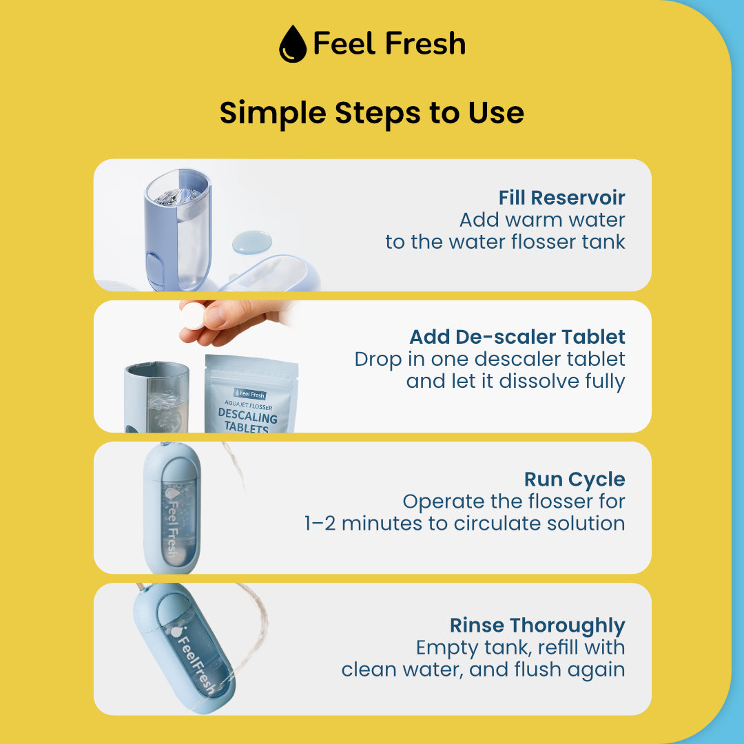 How to use AquaJet water flosser descaling tablets with simple cleaning steps