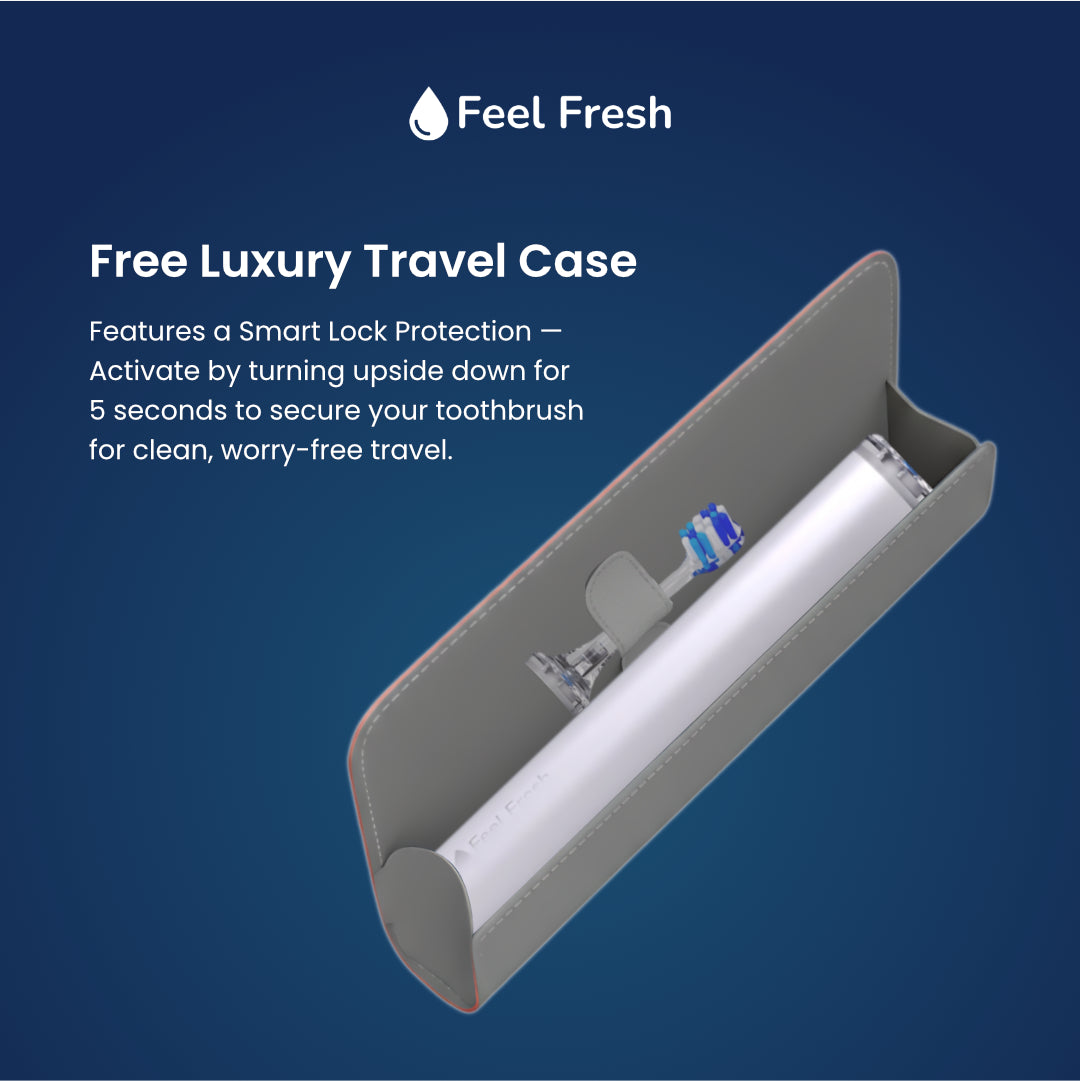 ProSense+ electric toothbrush Singapore free luxury travel case – smart lock protection activated by turning upside down for worry-free travel