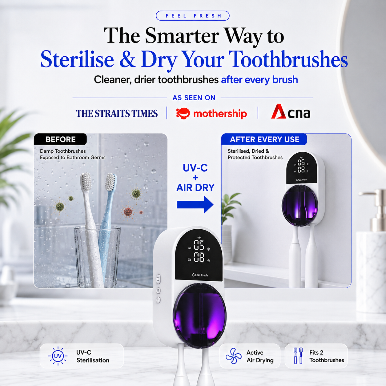 UV Wing™ Toothbrush Steriliser & Dryer