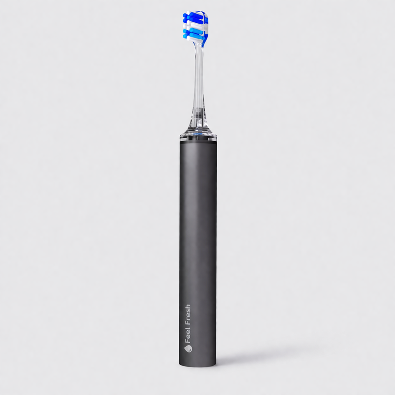 ProSense+ sonic electric toothbrush Singapore gunmetal grey – premium Feel Fresh branded toothbrush handle with blue replacement brush head, sleek minimalist design