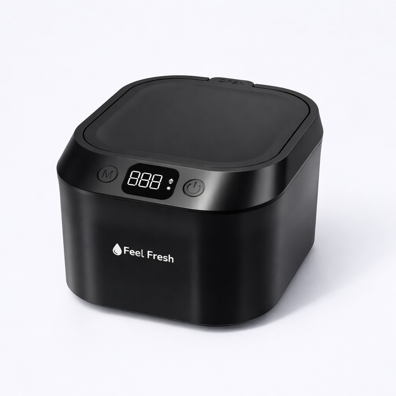 Feel Fresh Ultrasonic retainer cleaner Onyx Black Singapore – 220ml capacity digital display UV-C sterilisation, best retainer aligner mouthguard cleaner Singapore